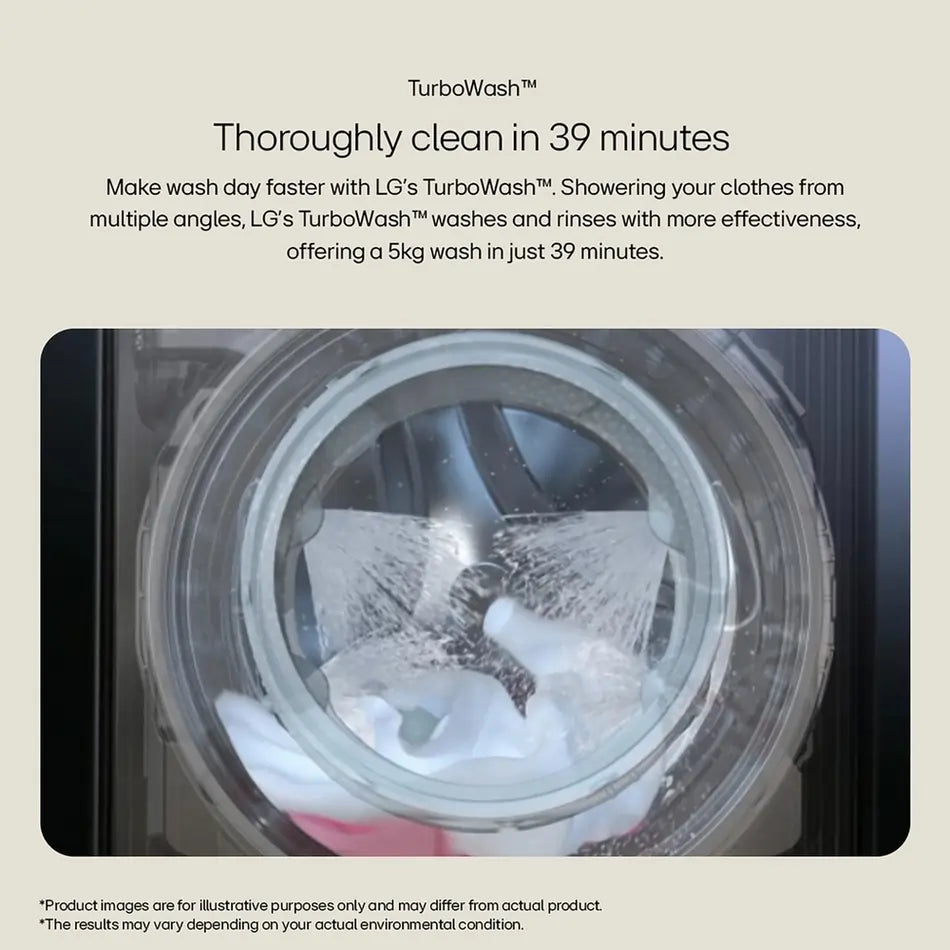 LG F4Y513WWLN1 13kg 1400 Spin Washing Machine, White