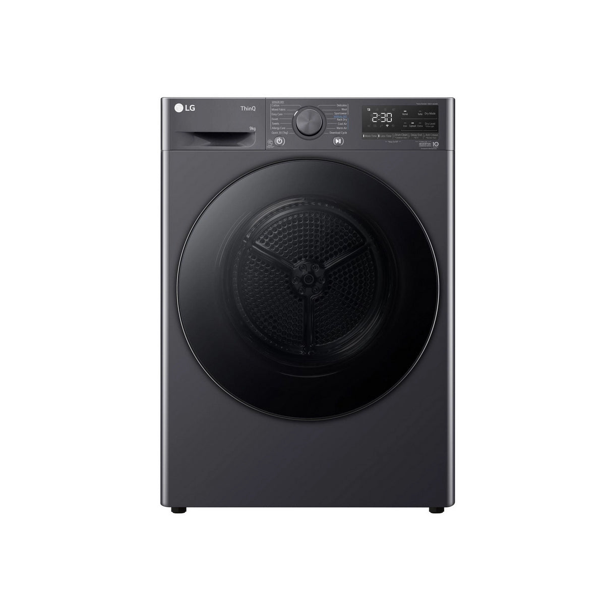 LG FDV709GN Series 4 ThinQ 9Kg Freestanding Heat Pump Tumble Dryer, Condenser Technology, 60cm Wide - Slate Grey