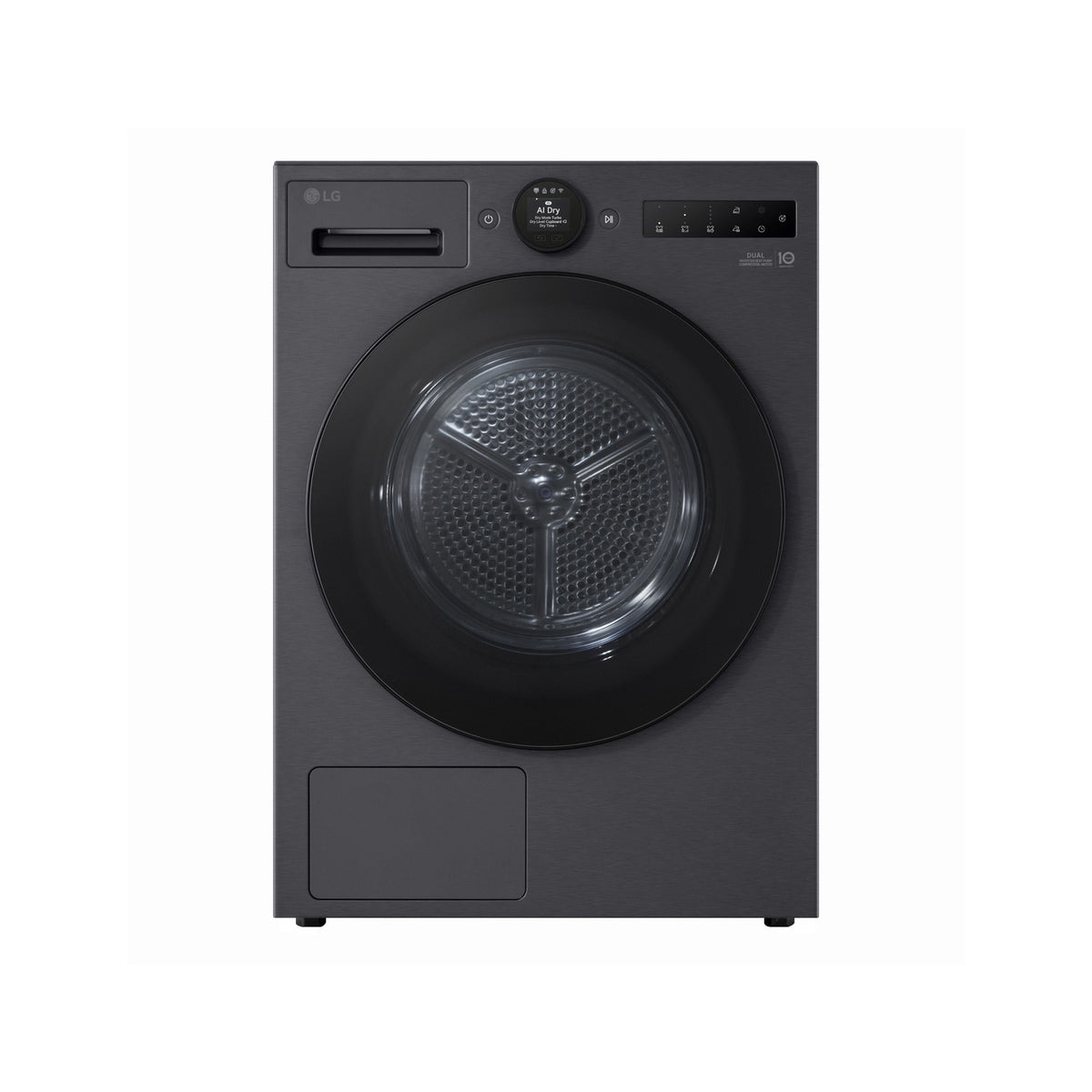 LG RHX7010TBB 10Kg Freestanding Heat Pump Tumble Dryer, 60cm Wide - Black