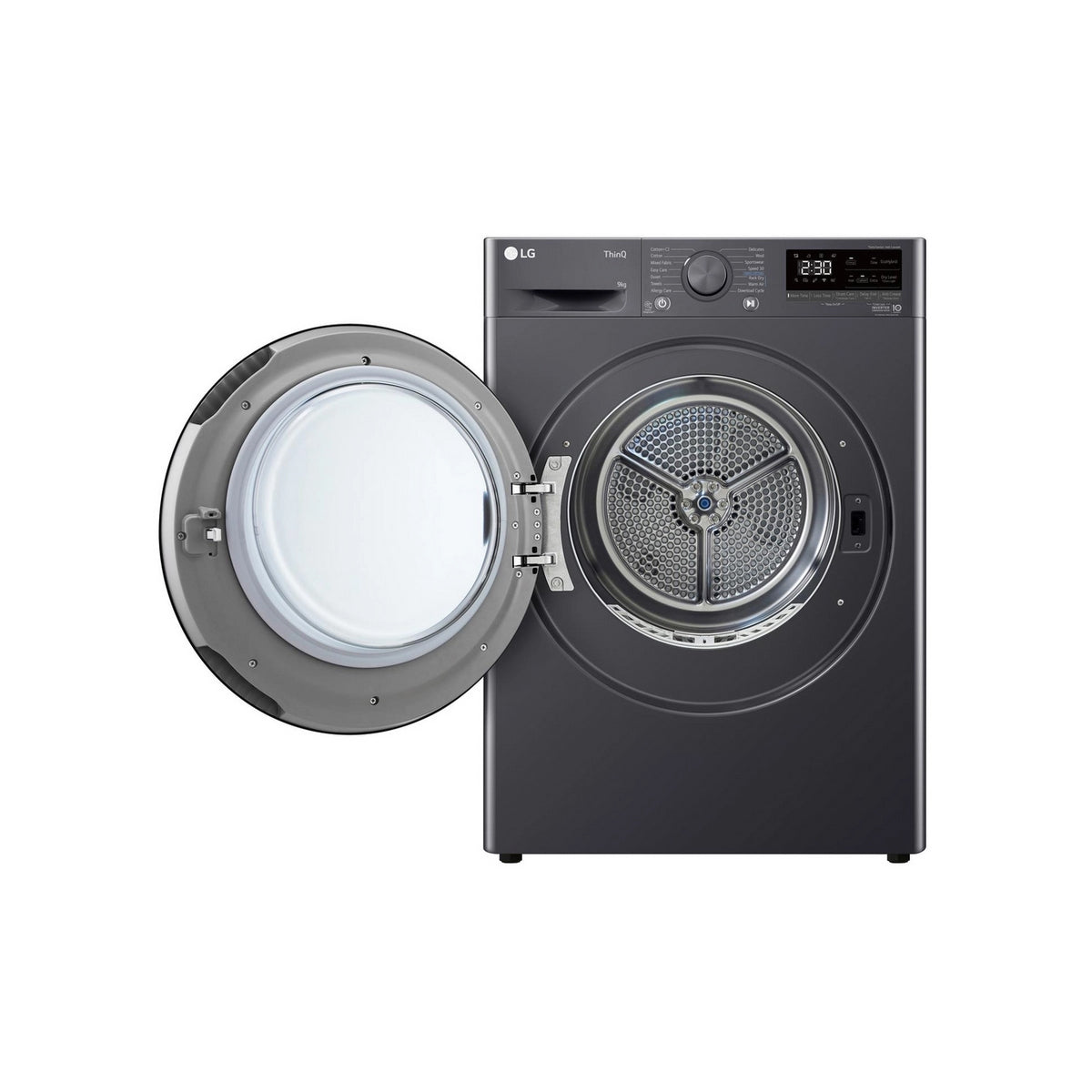 LG FDV709GN Series 4 ThinQ 9Kg Freestanding Heat Pump Tumble Dryer, Condenser Technology, 60cm Wide - Slate Grey