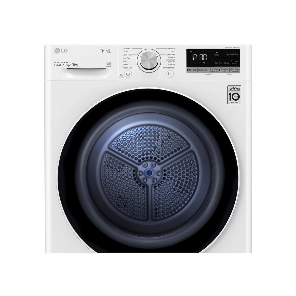 LG FDV709W Series 4 ThinQ 9Kg Freestanding Heat Pump Tumble Dryer, 14 Programmes, 60cm Wide - White