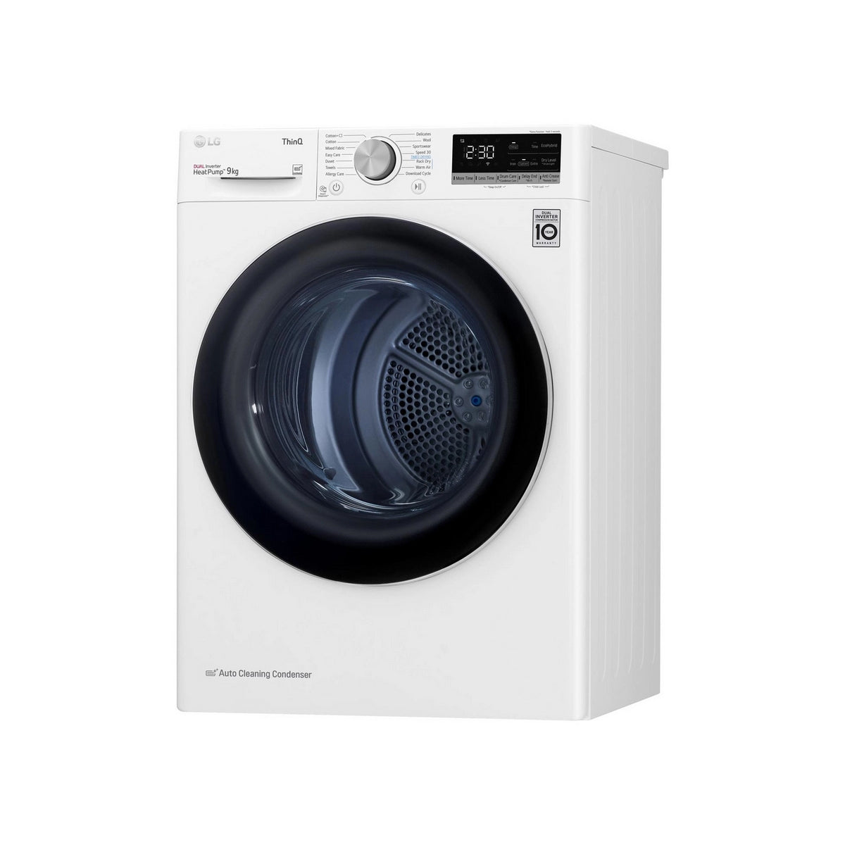 LG FDV709W Series 4 ThinQ 9Kg Freestanding Heat Pump Tumble Dryer, 14 Programmes, 60cm Wide - White