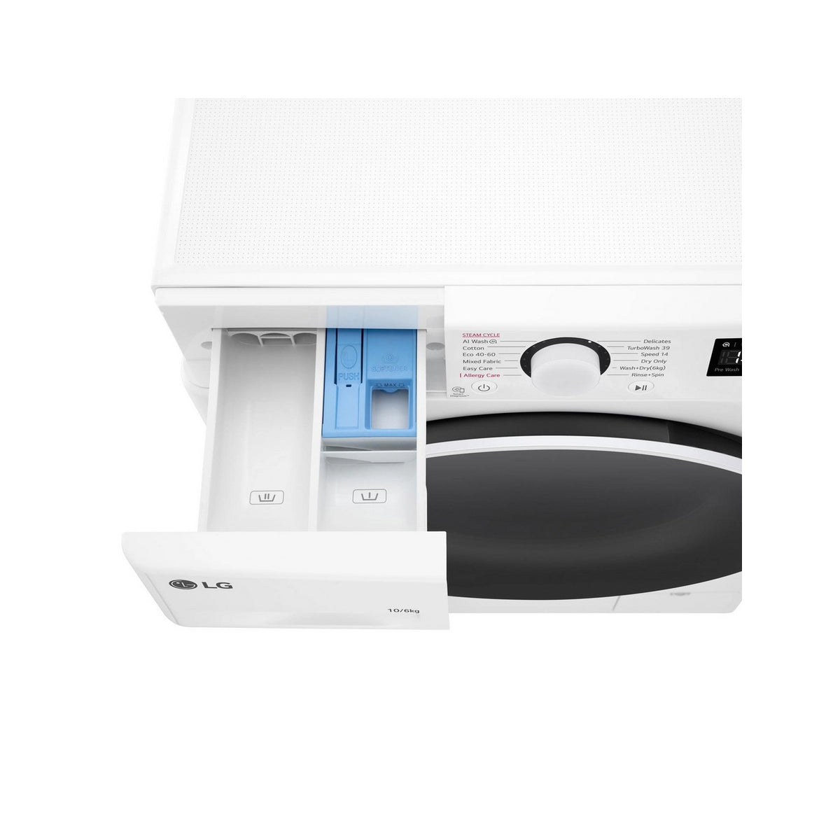 LG FWY706WWTN1 Series 4 Pro AI Direct Drive 10Kg/6Kg Freestanding Washer Dryer, 60cm Wide - White
