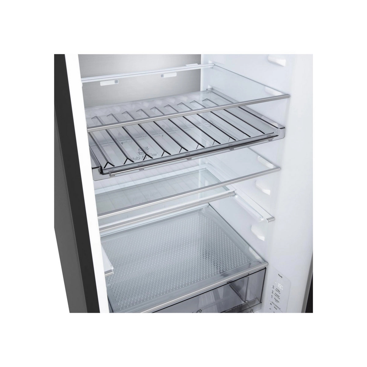 LG GBBS524CEV Freestanding Frost Free Fridge Freezer, 375 Litre, 59.7cm Wide - Essence Black Steel