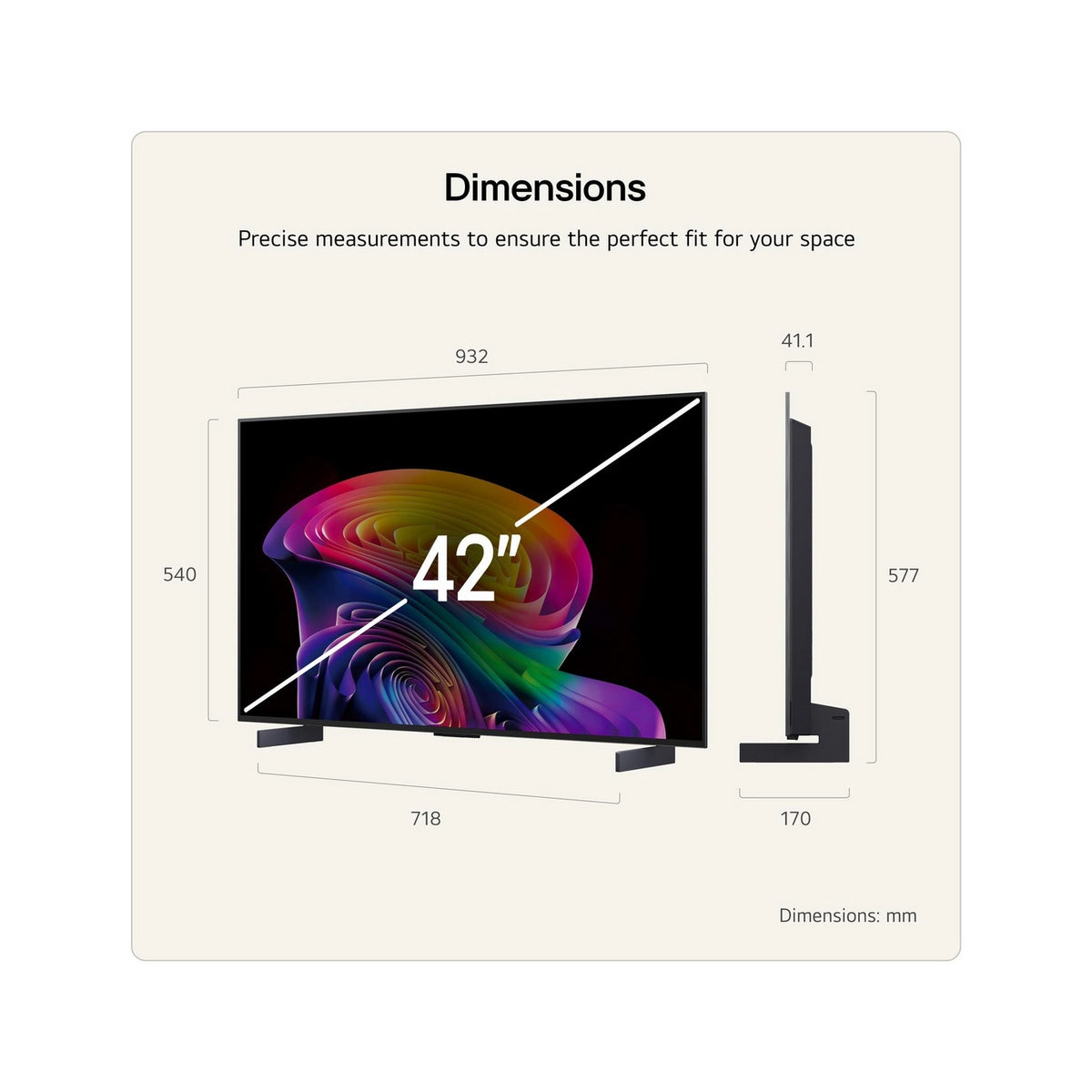 LG OLED42C66LB.AEK 42" 4K OLED Smart TV - Dark Titan Silver