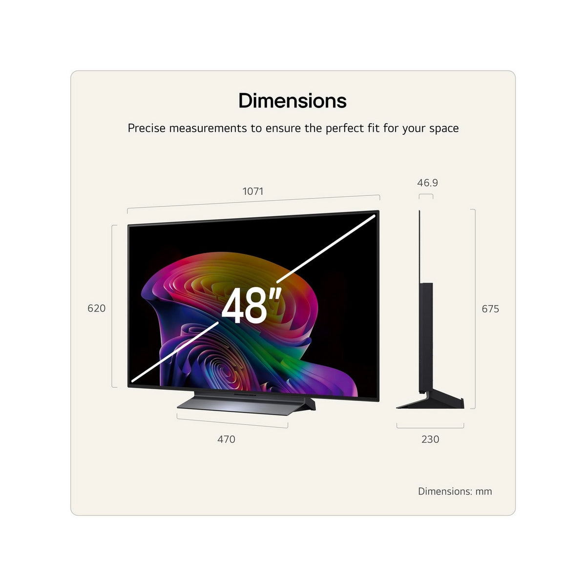 LG OLED48C66LB.AEK 48" 4K OLED evo AI Smart TV - Black