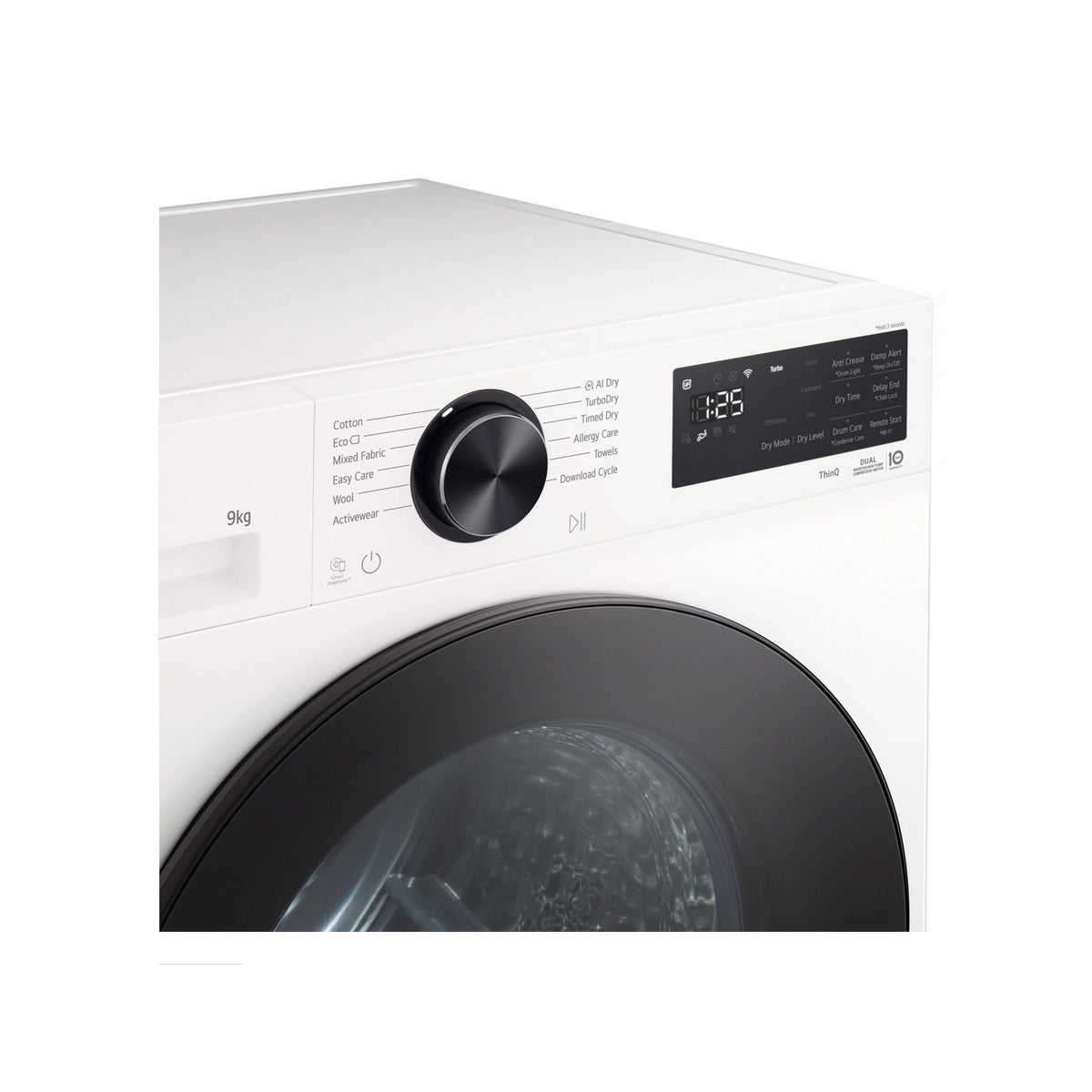 LG RHX5009TWB Series 5 9Kg Heat Pump Tumble Dryer, 60cm Wide - White