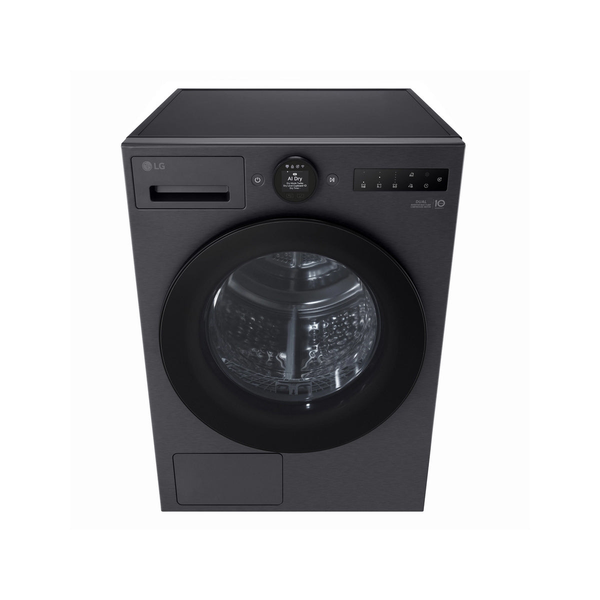 LG RHX7010TBB 10Kg Freestanding Heat Pump Tumble Dryer, 60cm Wide - Black