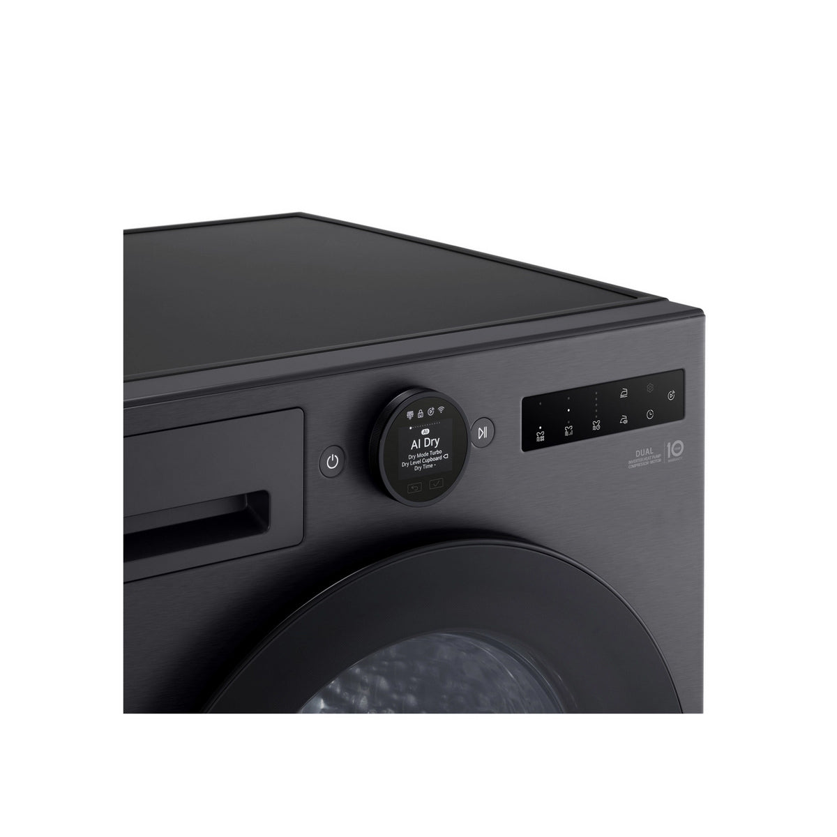 LG RHX7010TBB 10Kg Freestanding Heat Pump Tumble Dryer, 60cm Wide - Black