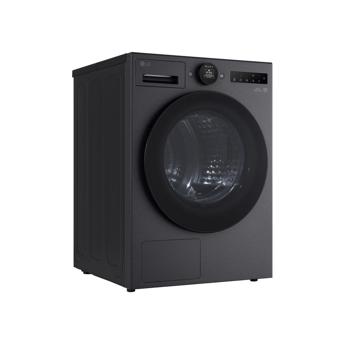 LG RHX7010TBB 10Kg Freestanding Heat Pump Tumble Dryer, 60cm Wide - Black