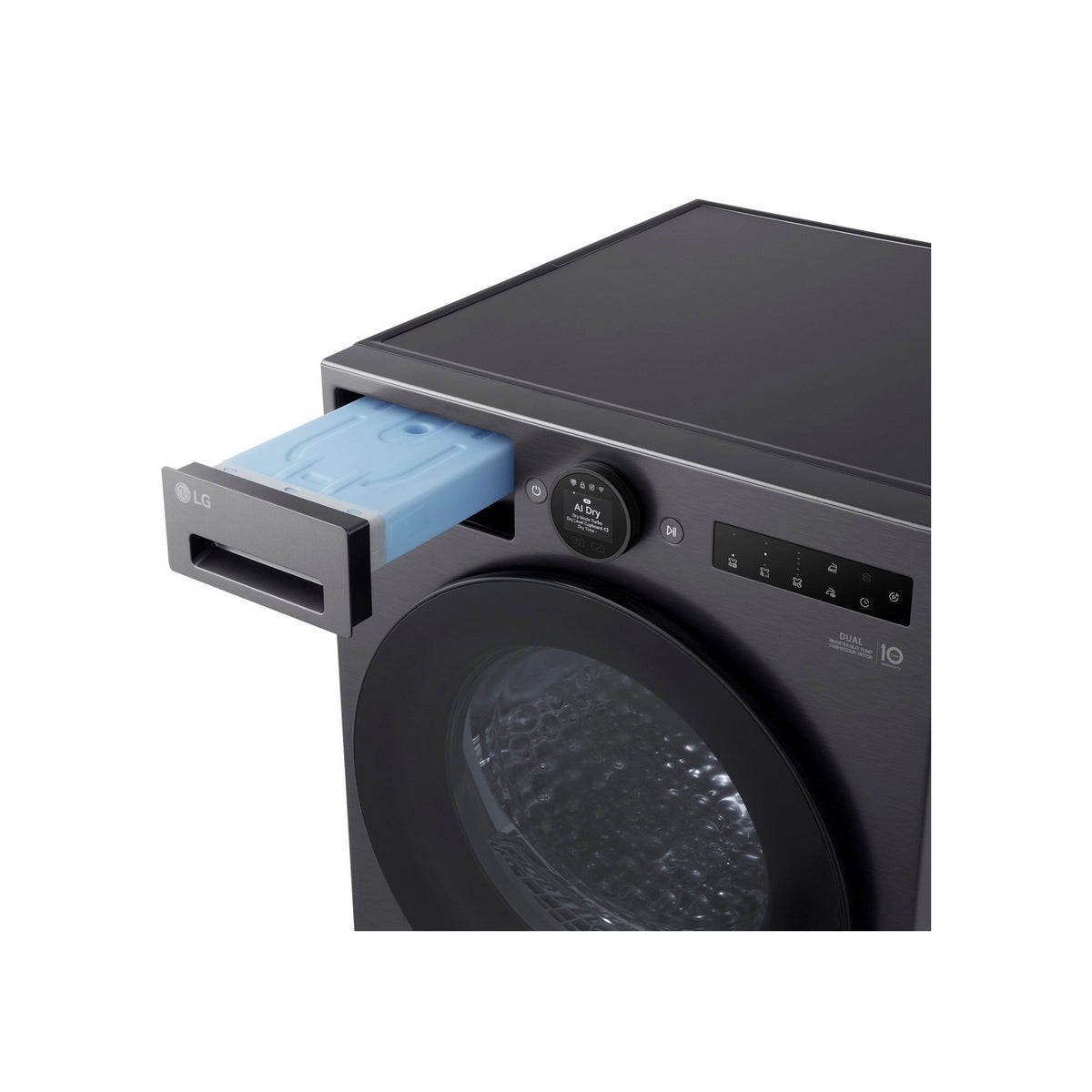 LG RHX7010TBB 10Kg Freestanding Heat Pump Tumble Dryer, 60cm Wide - Black