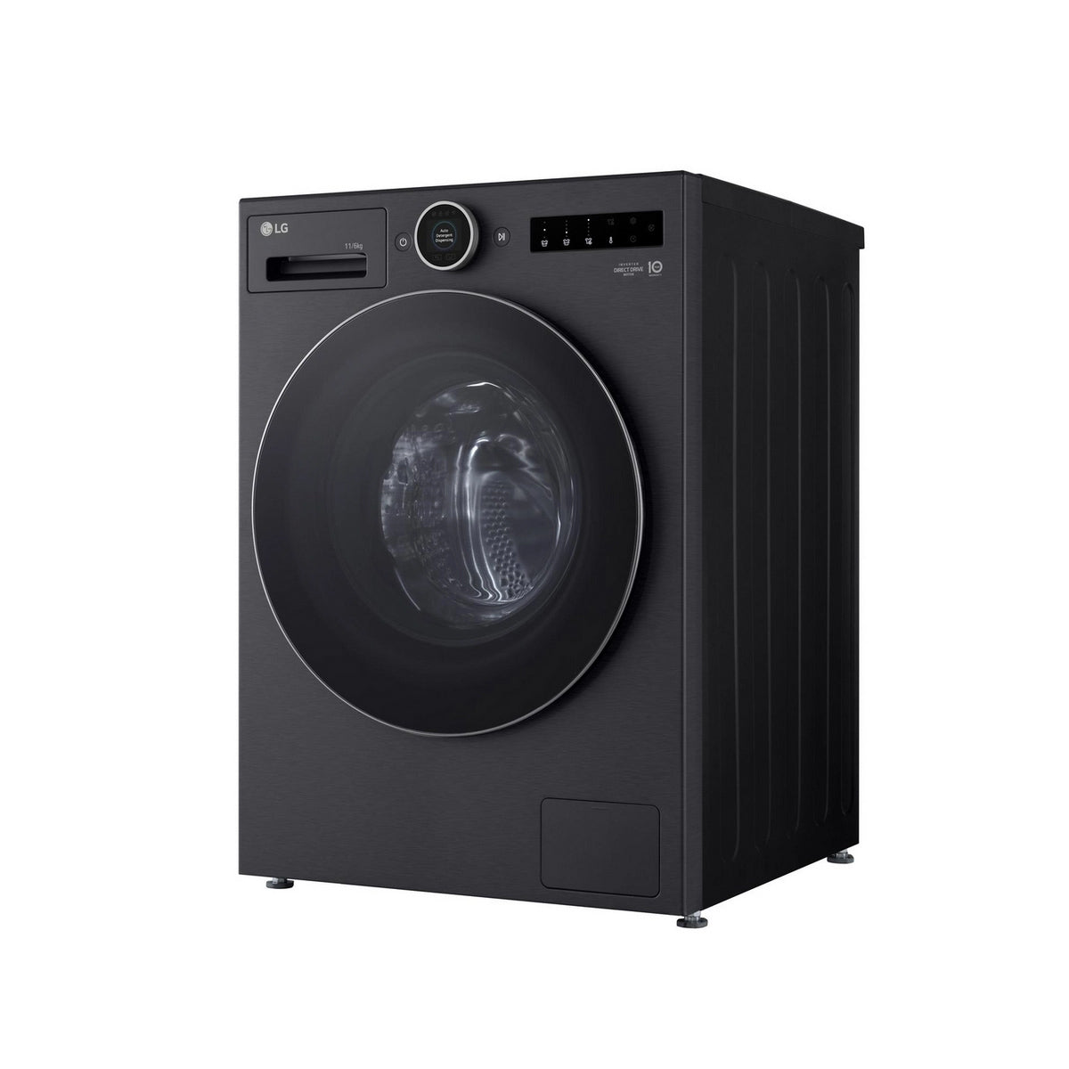 LG WHX9516TBC Series 10 11Kg/6Kg Freestanding Autodose Heat Pump Washer Dryer, AI Direct Drive, 60cm Wide - Black