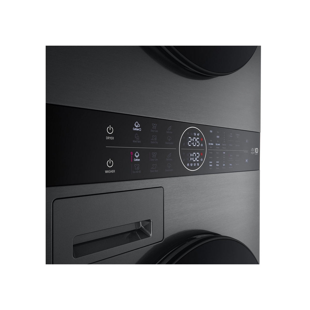 LG WT1210BBTN1 12kg/10kg Freestanding Wash Tower Design/Washer Dryer, 1400 Spin, 60cm Wide - Platinum Black