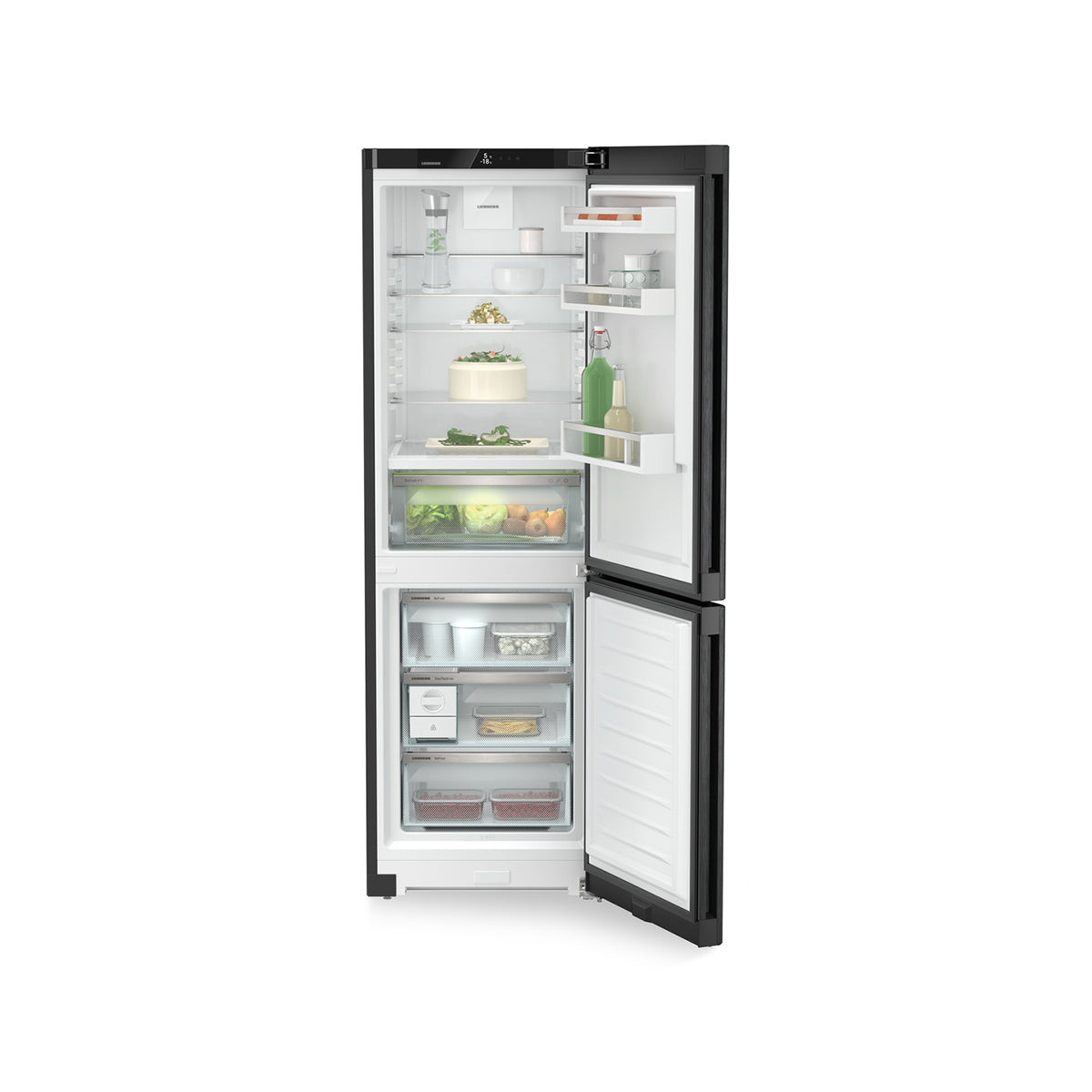Liebherr CBNbda 5223 Plus Freestanding Fridge Freezer With BioFresh And NoFrost, 320 Litre, 59.7cm Wide - Black