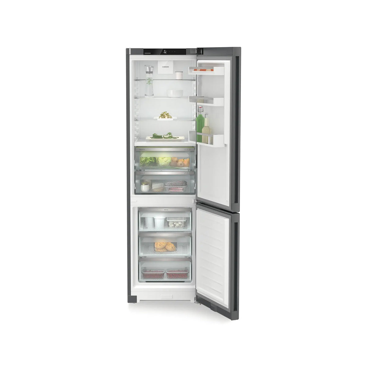Liebherr CBNdgc 5723 Plus Freestanding Fridge Freezer With BioFresh And NoFrost, 360 Litre, 59.7cm Wide - Dark Grey