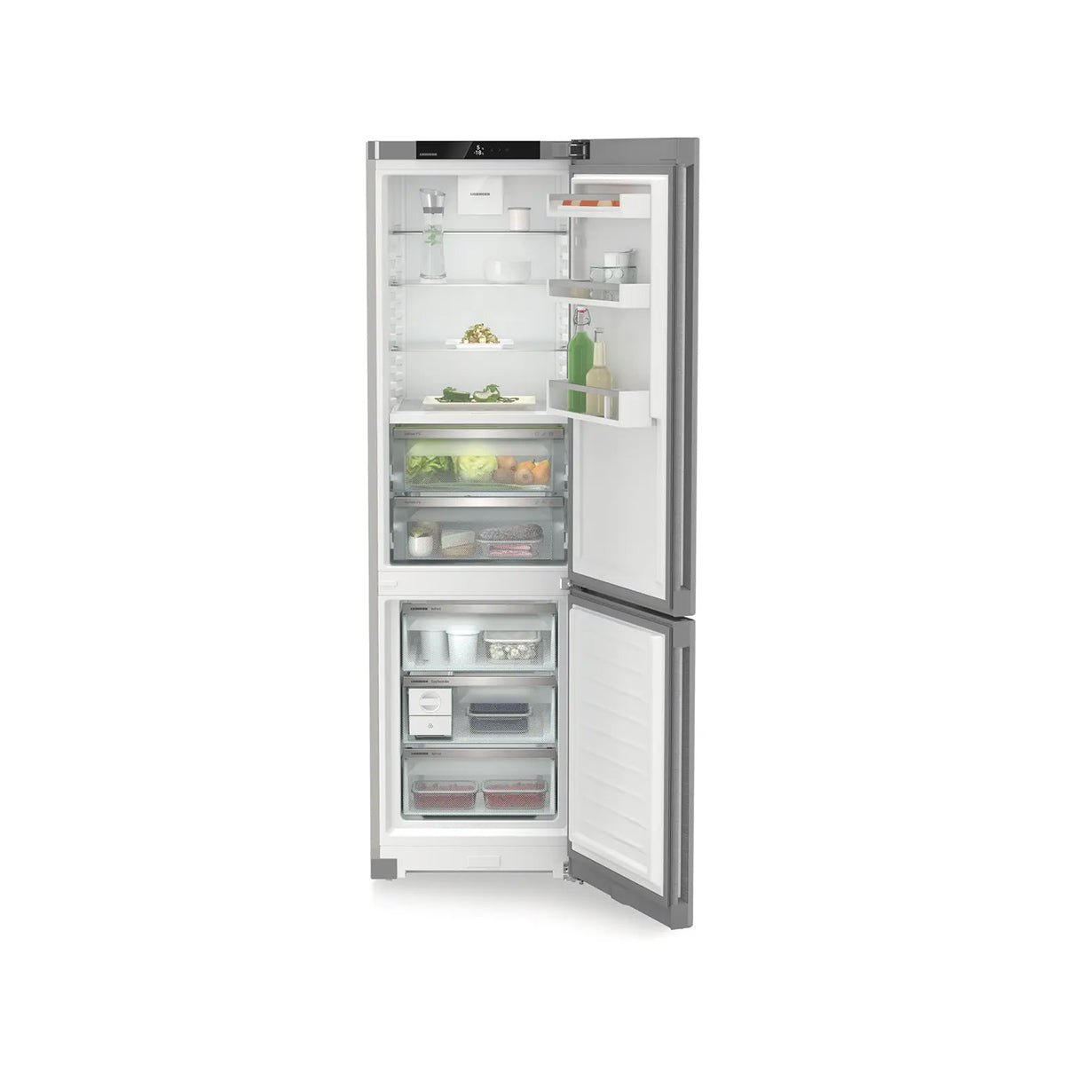 Liebherr CBNsda 572i Plus Freestanding Fridge Freezer With BioFresh And NoFrost, 360 Litre, 59.7cm Wide - Silver