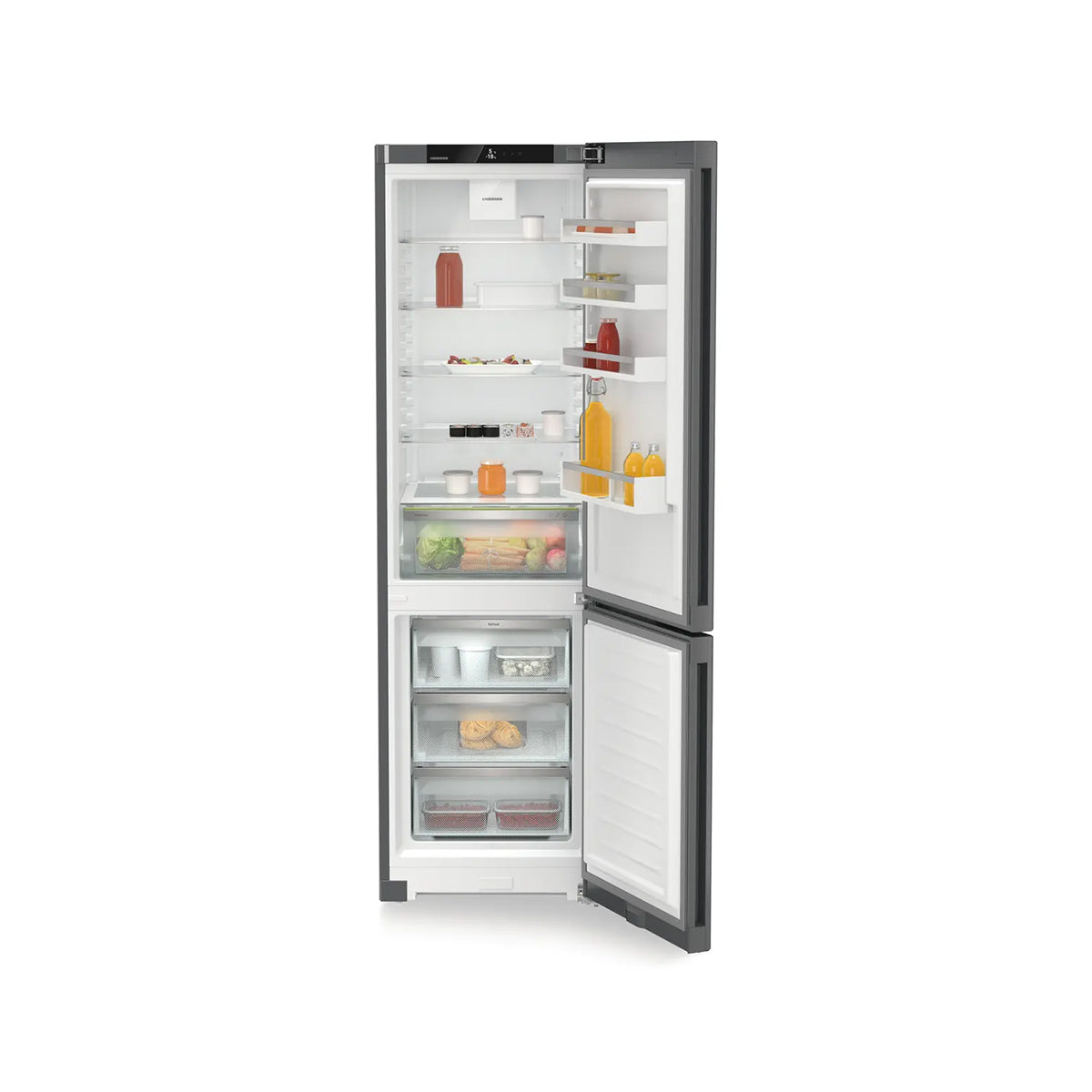 Liebherr CNdgc 5703 Pure Freestanding Combined Fridge Freezer With EasyFresh And NoFrost, 371 Litre, 59.7cm Wide - Dark Grey
