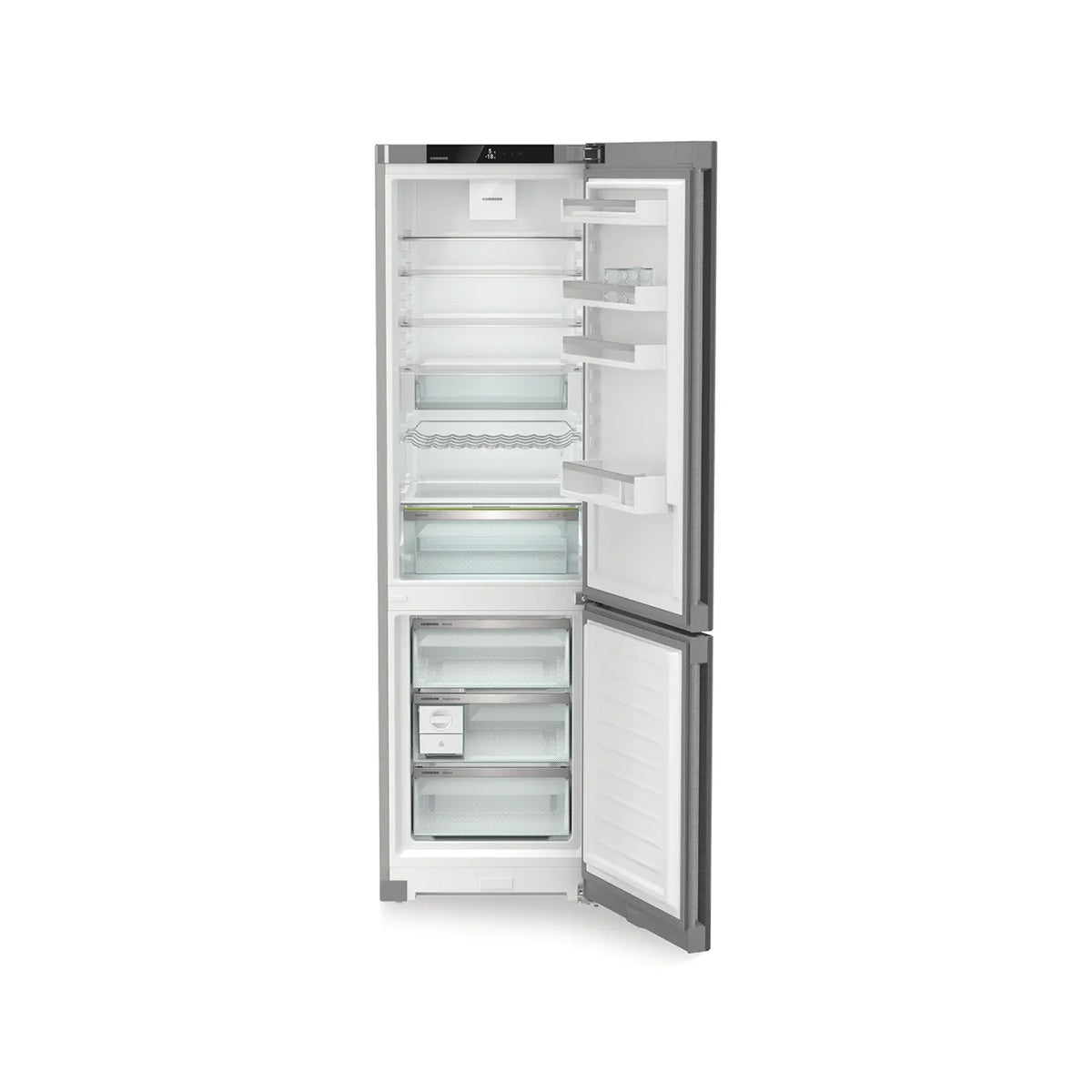 Liebherr CNsda 5723 Plus Freestanding Combined Fridge Freezer With EasyFresh And NoFrost, 371 Litre, 59.7cm Wide - Silver