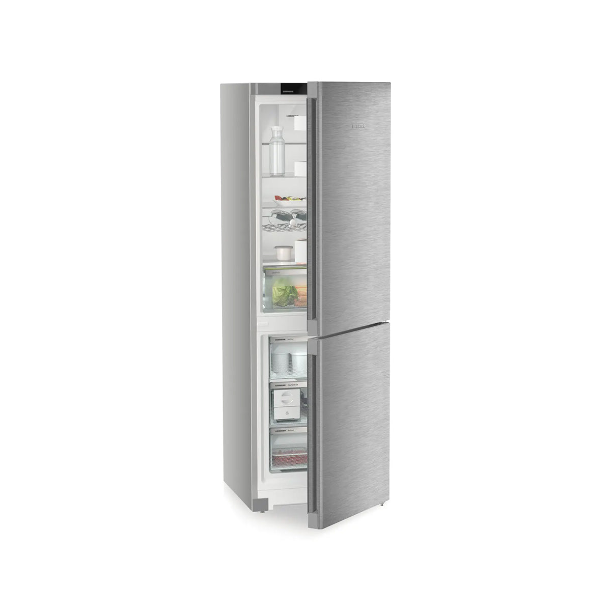 Liebherr CNsdb 5223 Plus Freestanding Combined Fridge Freezer With EasyFresh And NoFrost, 330 Litre, 59.7cm Wide - Silver