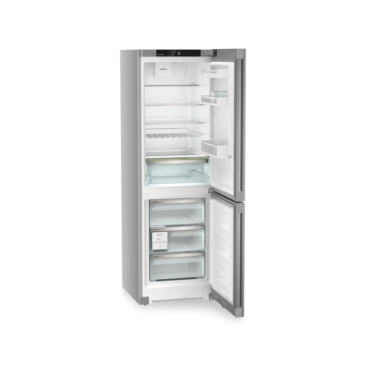 Liebherr CNsdb 5223 Plus Freestanding Combined Fridge Freezer With EasyFresh And NoFrost, 330 Litre, 59.7cm Wide - Silver