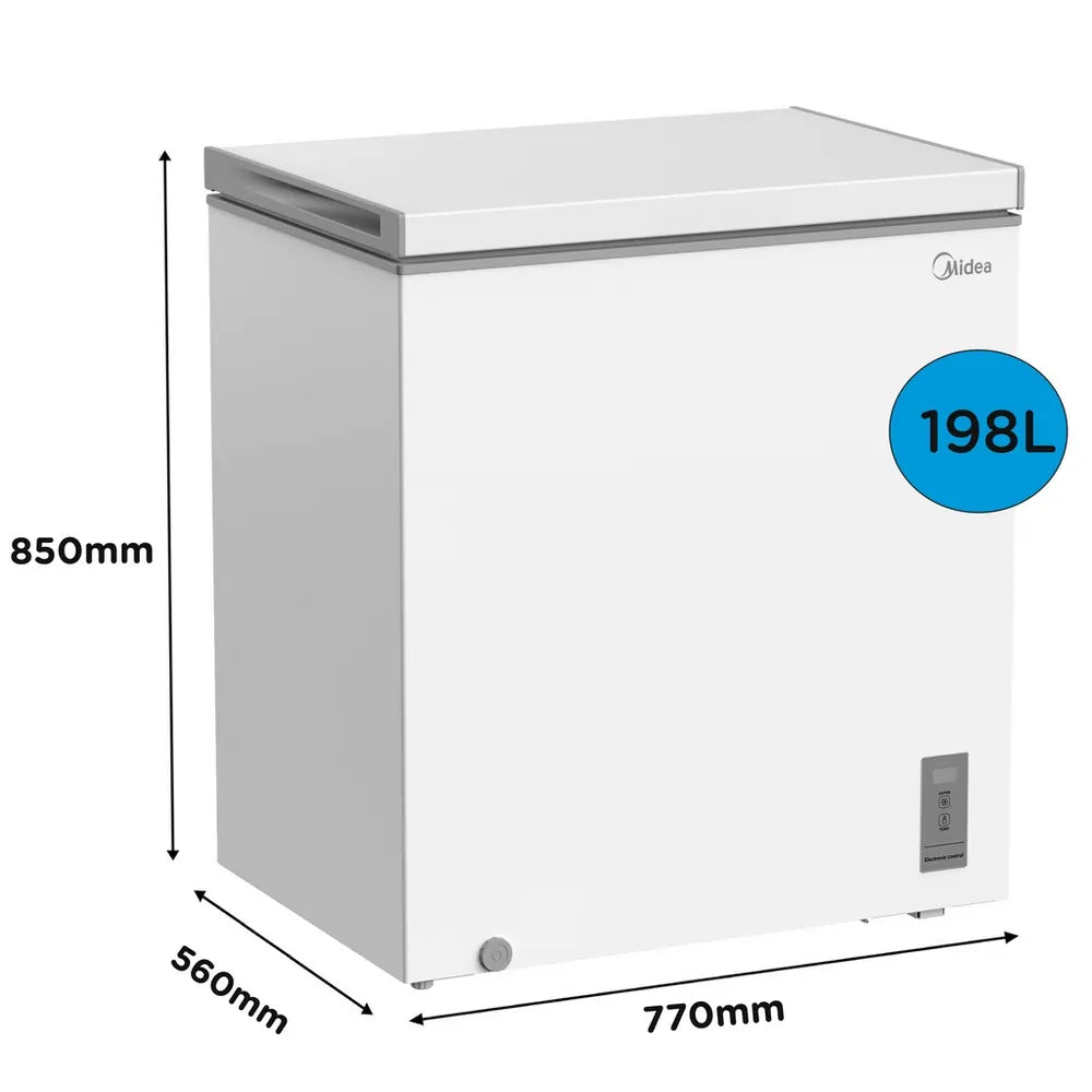 Midea MDRC284FZE01 198 Litre Static Chest Freezer, White