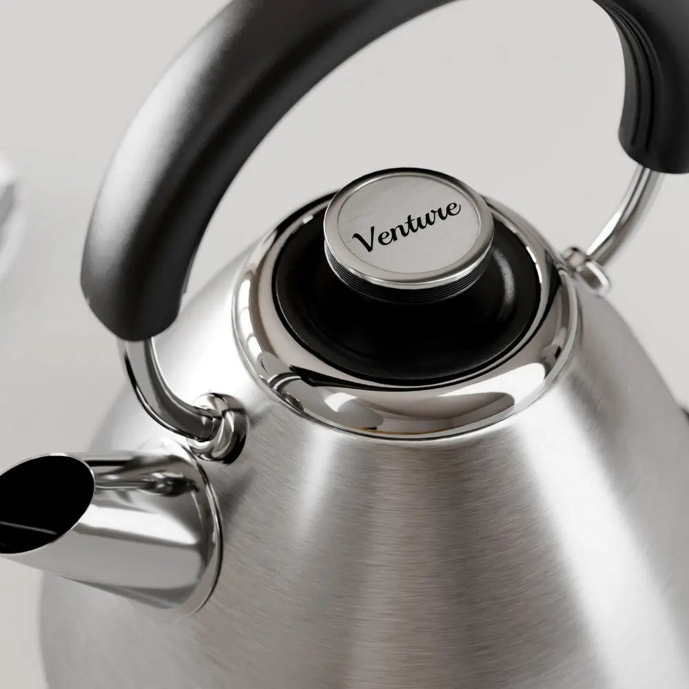 Morphy Richards Venture 100130 3kW 1.5 Litre Pyramid Rapid Boil Cordless Kettle, Brushed Stainless Steel - 73805230604661 