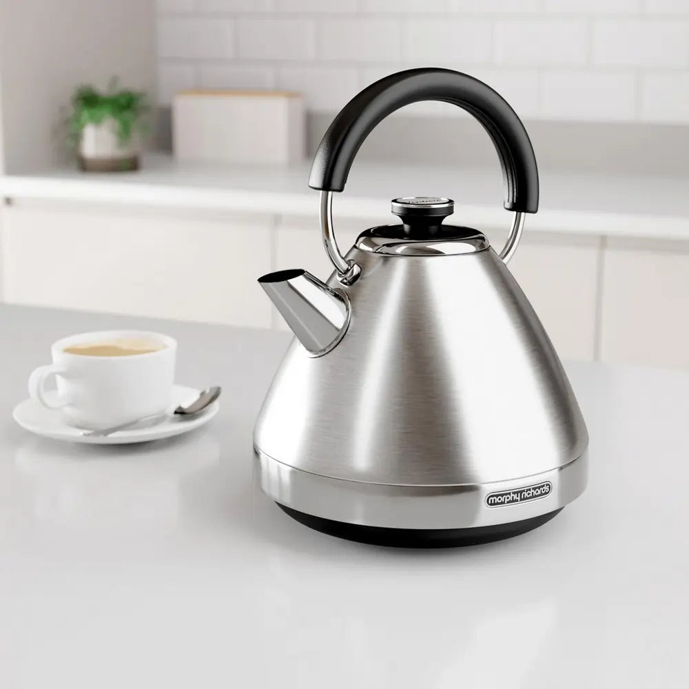 Morphy Richards Venture 100130 3kW 1.5 Litre Pyramid Rapid Boil Cordless Kettle, Brushed Stainless Steel - 73805230473589 