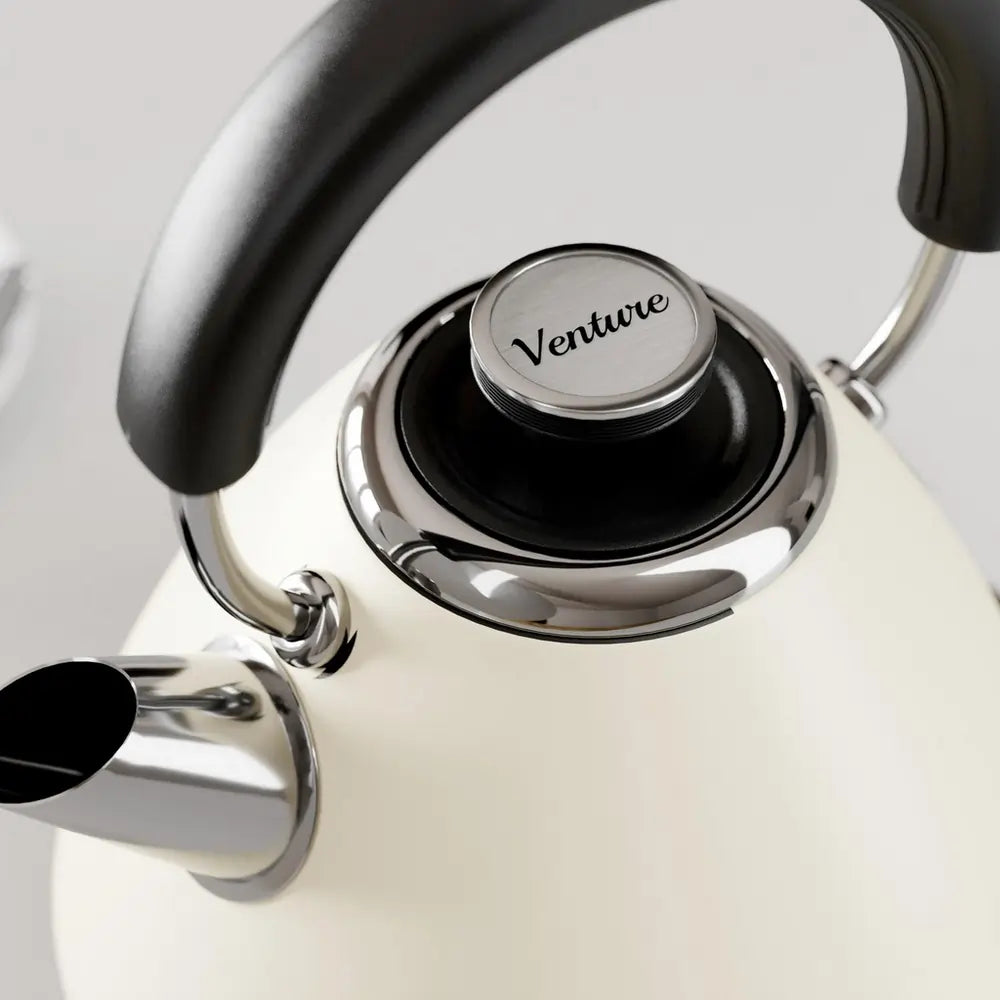Morphy Richards Venture 100132 3kW 1.5 Litre Pyramid Rapid Boil Cordless Kettle, Cream