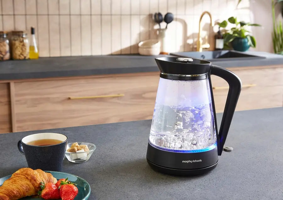 Morphy Richards 108004 1.7 Litre Glass Jug Kettle, Black/Chrome/Clear