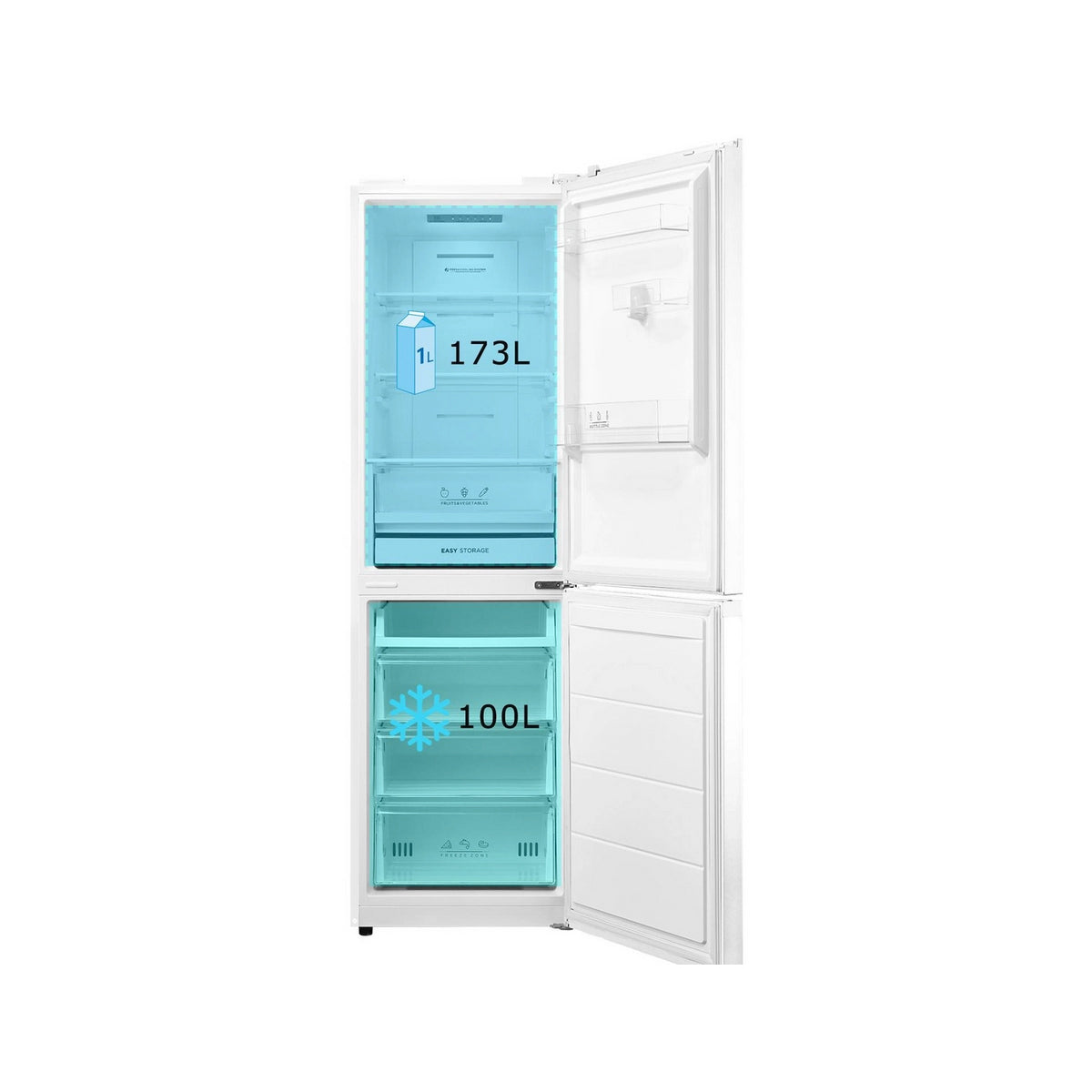 Midea MDRB379FGD01 60/40 Total No Frost Freestanding Fridge Freezer, 273 Litre, 54.7cm Wide - White
