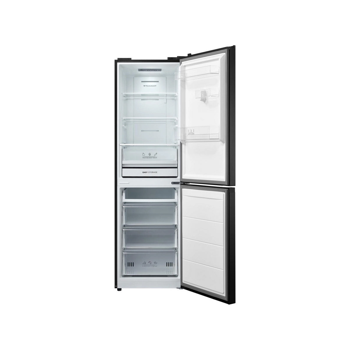 Midea MDRB379FGD30 60/40 Total No Frost Freestanding Fridge Freezer, 273 Litre, 54.7cm Wide - Black