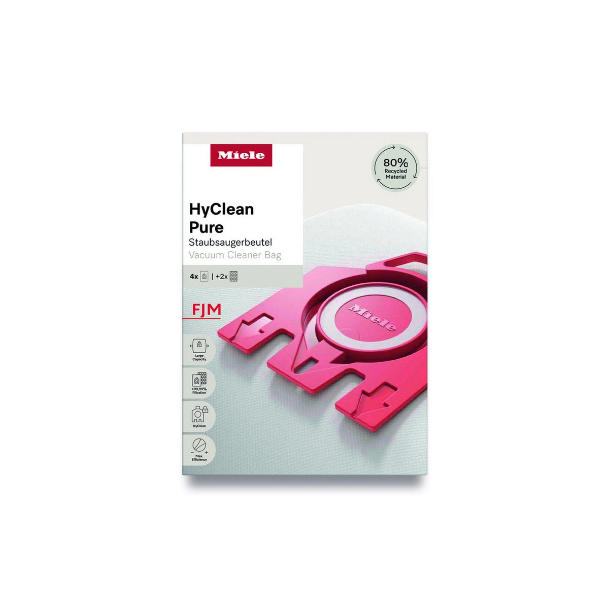 Miele FJMHYCLEANPURE Vacuum Cleaner Bags, 4 Pack - Red
