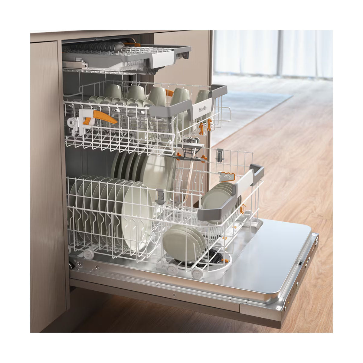 Miele G7085-SCVI-XXL Gold Fully-Integrated Dishwasher, AutoDos, 14 Place Settings, 59.8cm Wide - Stainless Steel