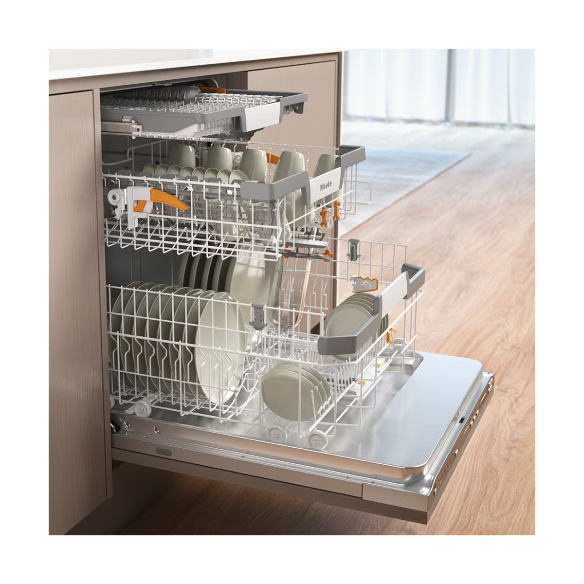 Miele G 7380 SCVI FF Gold Fully-Integrated Dishwasher, FrontFit, 14 Place Settings, 59.8cm Wide - Stainless Steel