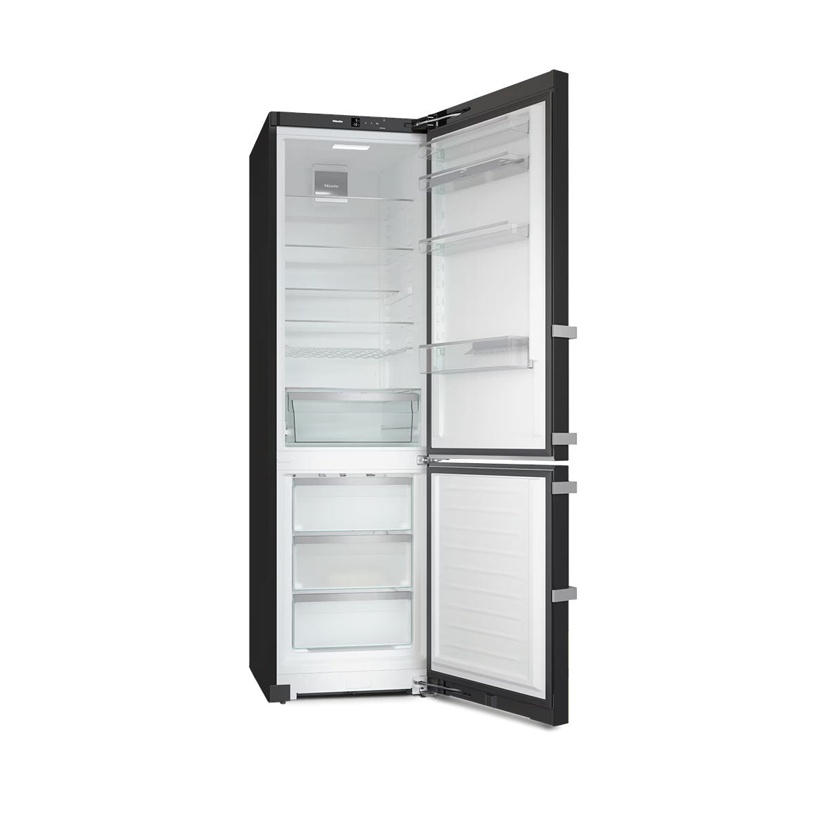 Miele KFN4795 AD Freestanding Fridge Freezer, DailyFresh, NoFrost, DynaCool, 371 Litre, 59.7cm Wide - BlackSteel Door