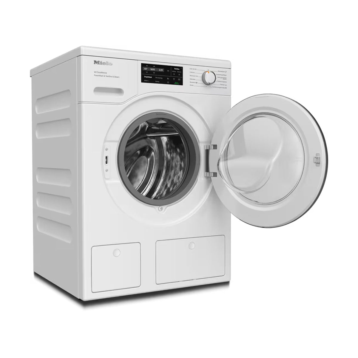 Miele WEJ885WCS W1 Chrome Edition Platinum Front-Loader Washing Machine, 9Kg, 1600 rpm, 59.6cm Wide - Lotus White