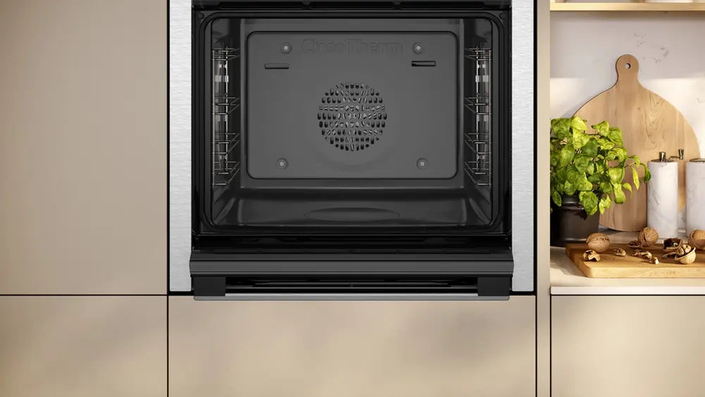 Neff B3ACE4AN3B 59.4cm Slide and Hide Built-in Electric Single Oven, Black/Stainless Steel - 73867975950709 