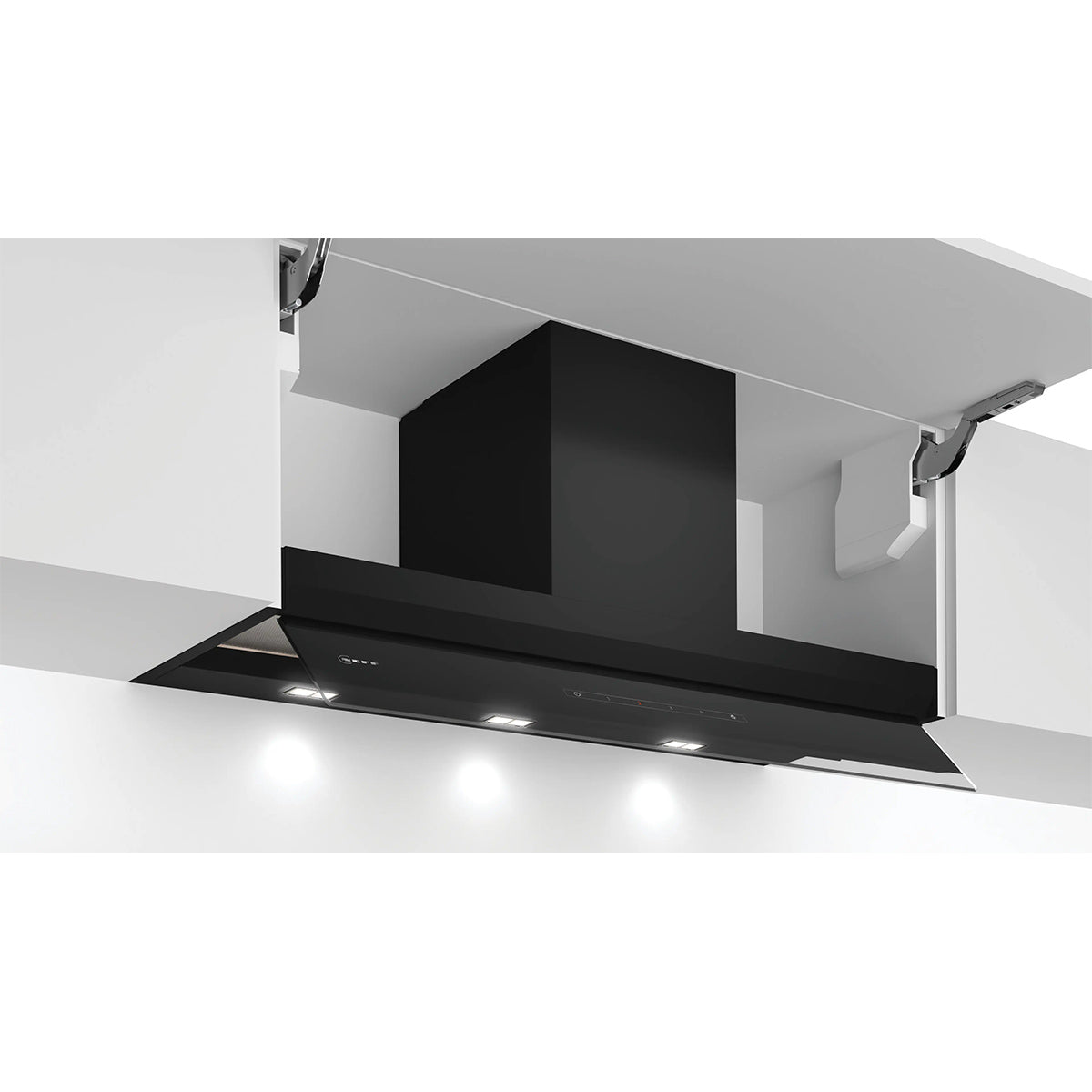NEFF D95XAM2S0B N 70 Integrated Design Hood, 3 Speeds + Intensive Setting, 89.7cm Wide - Black, Clear Glass Black Printed