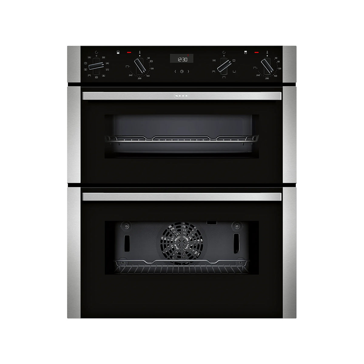 NEFF J1ACE2HN0B N 50 Built-Under Double Oven, 47/34 Litre, 59.4cm Wide - Stainless Steel