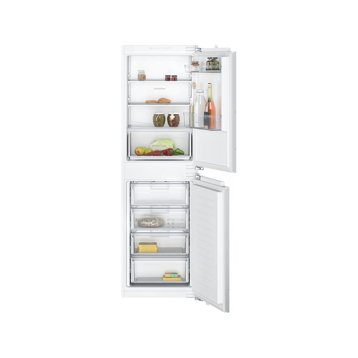 NEFF KI7851FE0G N 30 Built-In Fridge Freezer With Freezer at Bottom, 150/99 Litre, 54.1cm Wide - Flat Hinge, Right Reversible