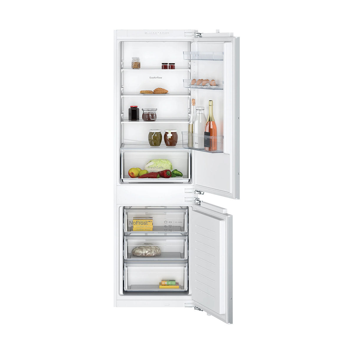 NEFF KI7861FE0G N 30 Built-in Fridge-Freezer, 184/76 Litre, Fresh Safe, 54.1cm Wide - Flat Hinge