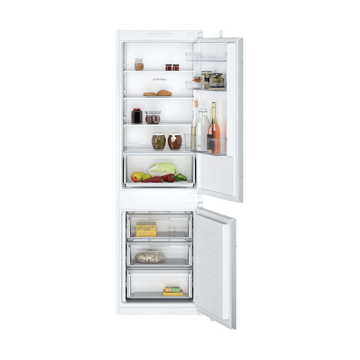 NEFF KI7861SEOG N 30 Built-In Fridge Freezer With Freezer At Bottom, 184/76 Litre, 54.1cm Wide - Sliding Hinge