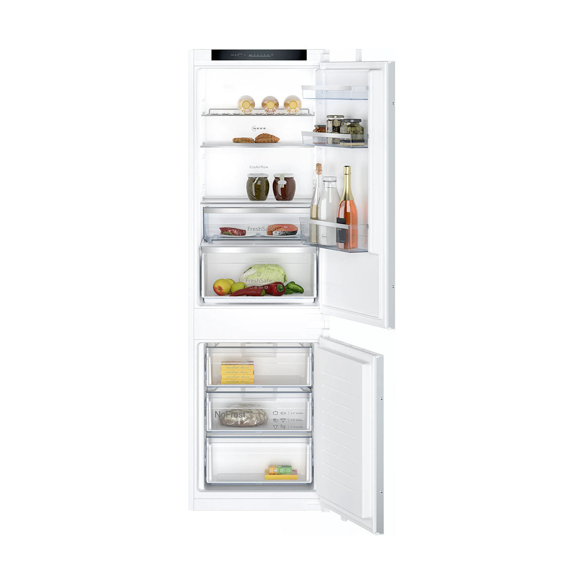 NEFF KI7862SE0G N 50 Built-In Fridge Freezer With Freezer At Bottom, 184/76 Litre, 54.1cm Wide - Sliding Hinge