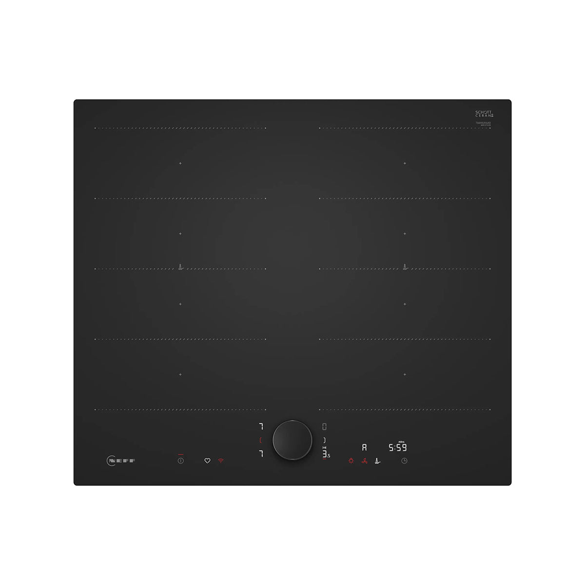 NEFF T66NUX4A0 N 90 Induction Hob, 4 Zones, Frameless, 59.2cm Wide - Matt Black