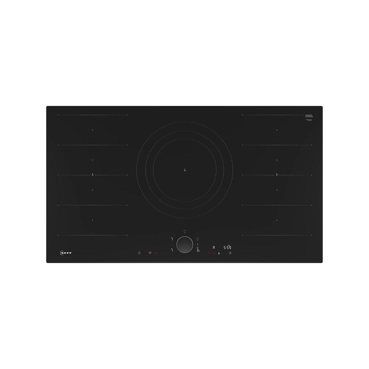 NEFF T69FUV4L0 N 90 Induction Hob, Surface Mount Without Frame, 5 Zones, 91.8cm Wide - Black, Ceramic