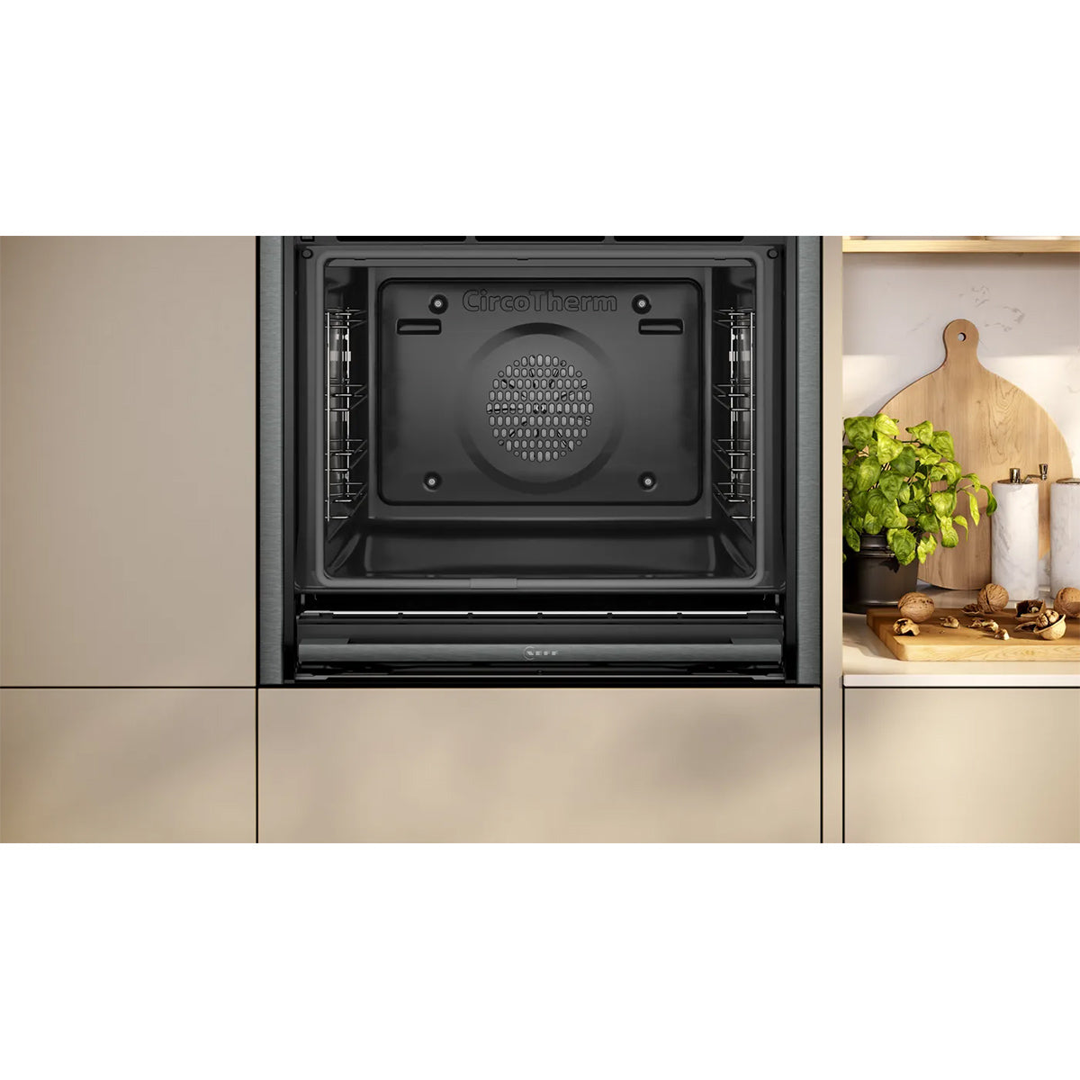 NEFF B64VS71G0B N 90 71 Litre Built-In Oven with Added Steam Function, Pyrolytic + Hydrolytic System, 59.6cm Wide - Graphite-Grey
