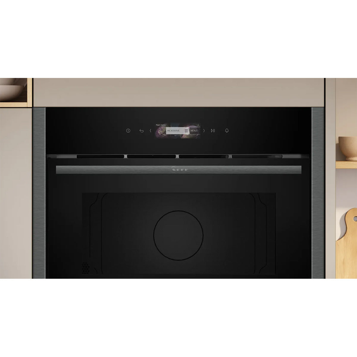 NEFF C24GR3XG1B N 70 Built-In Microwave Oven, 36 Litre, 1000W, 5 Power Levels, Hydrolytic Cleaning System, 59.6cm Wide - Graphite-Grey