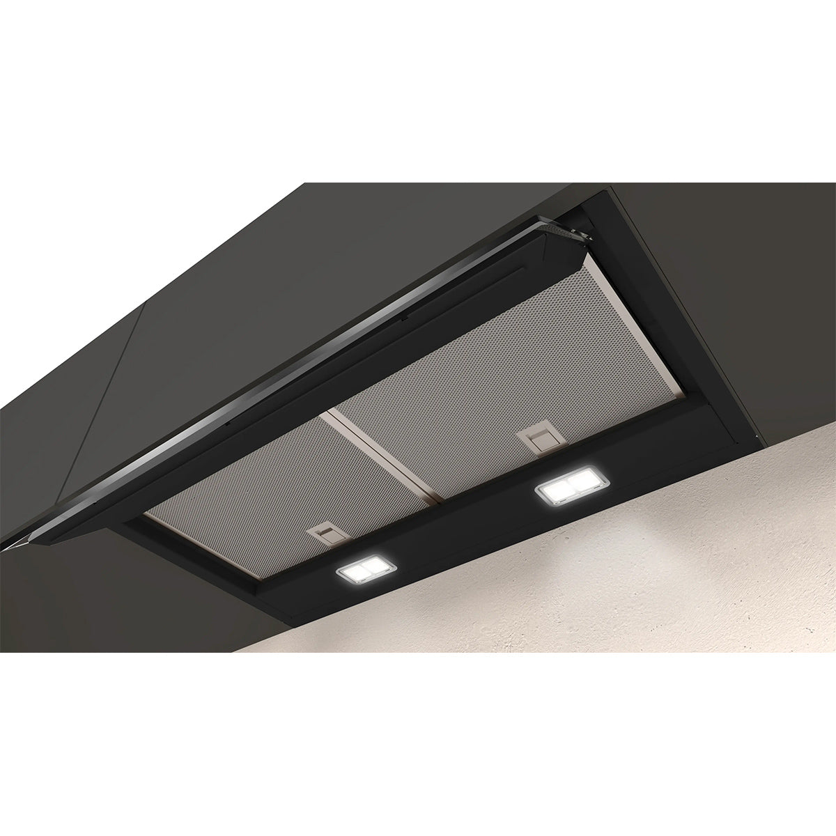 NEFF D65XAM2S0B N 70 Integrated Design Hood, 3 Speeds + Intensive Setting, 59.7cm Wide - Black, Clear Glass Black Printed