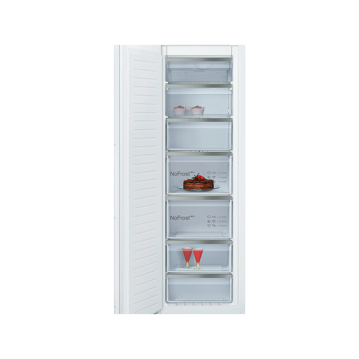 NEFF GI7815CE0G N 90 Built-In Freezer, 212 Litre, 5 Drawers, 55.8cm Wide - Soft Close Flat Hinge, Left Reversible