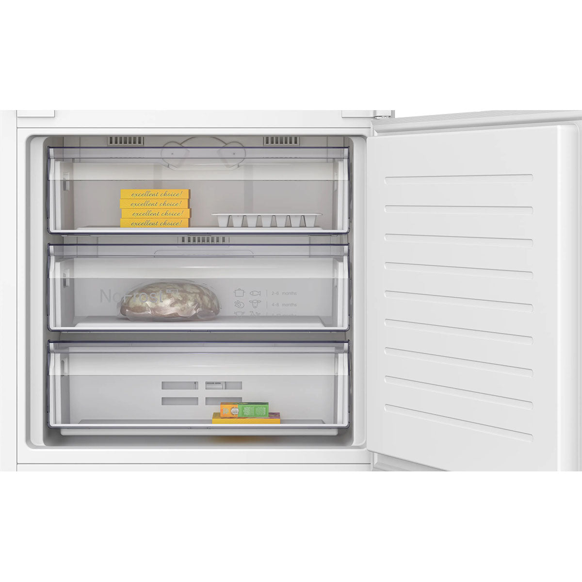NEFF KB7962SE0 N 50 Built-In Fridge Freezer With Freezer At Bottom, 285/98 Litre, 69.1cm Wide - Sliding Hinge